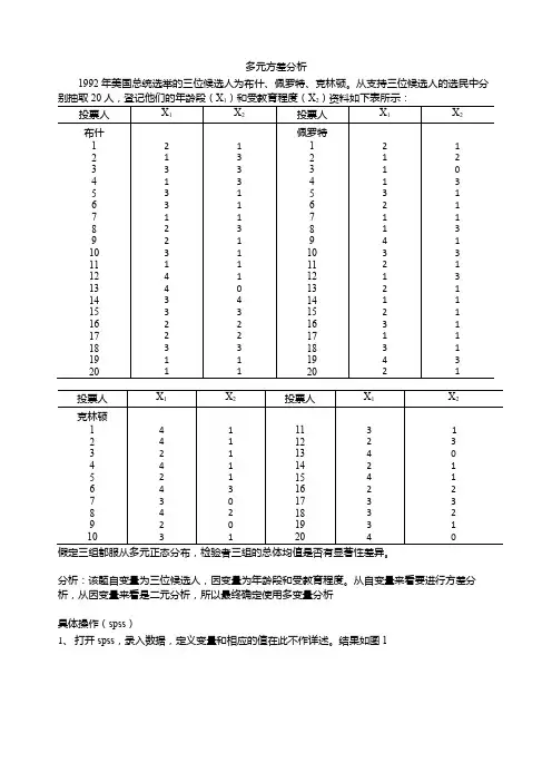 多元方差分析spss实例