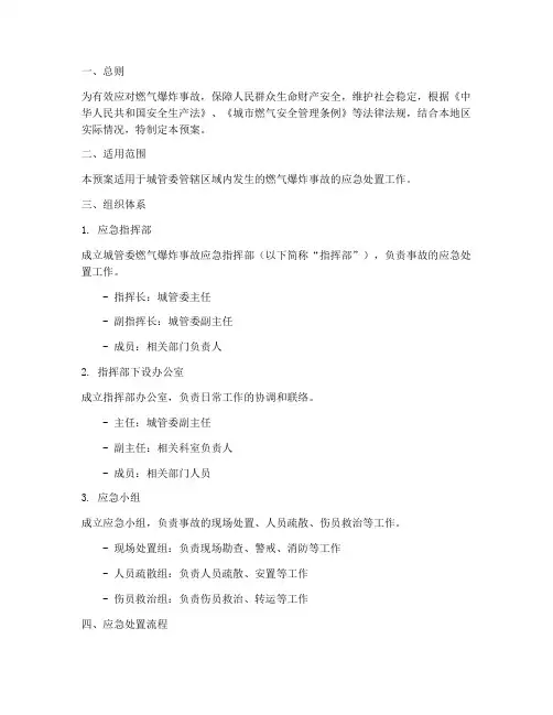 城管委燃气爆炸事故应急预案