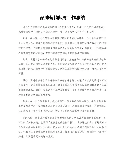 品牌营销师周工作总结