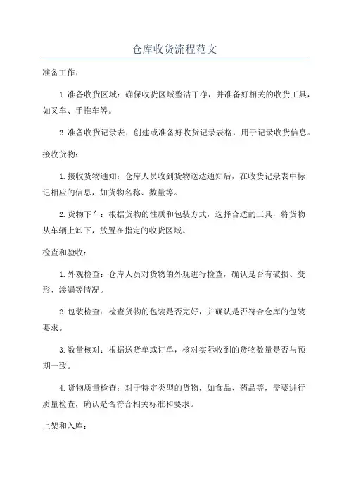 仓库收货流程范文