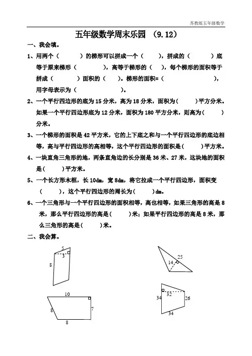 五年级数学周末乐园(2)