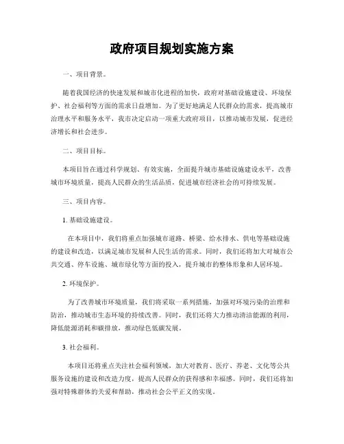 政府项目规划实施方案