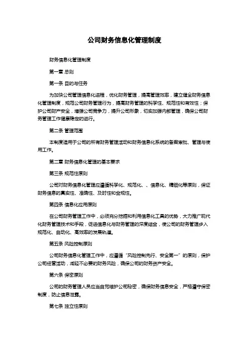 公司财务信息化管理制度