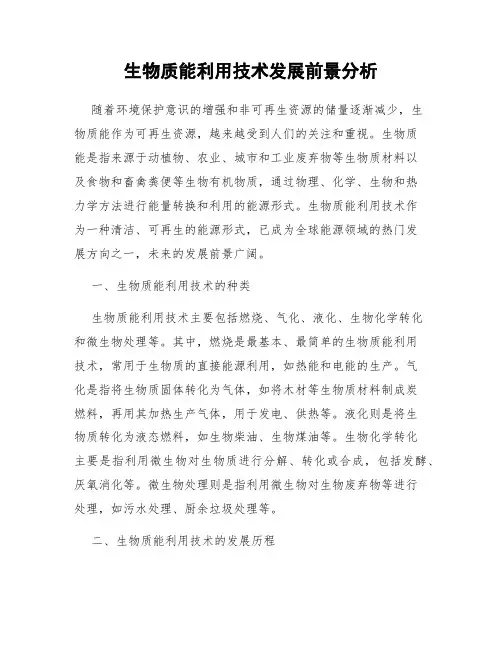 生物质能利用技术发展前景分析