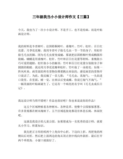 【小学生作文】三年级我当小小设计师作文【三篇】