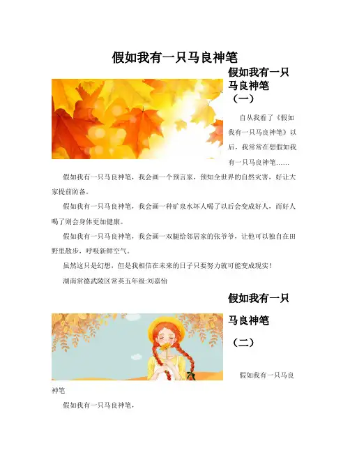假如我有一只马良神笔(共10篇)