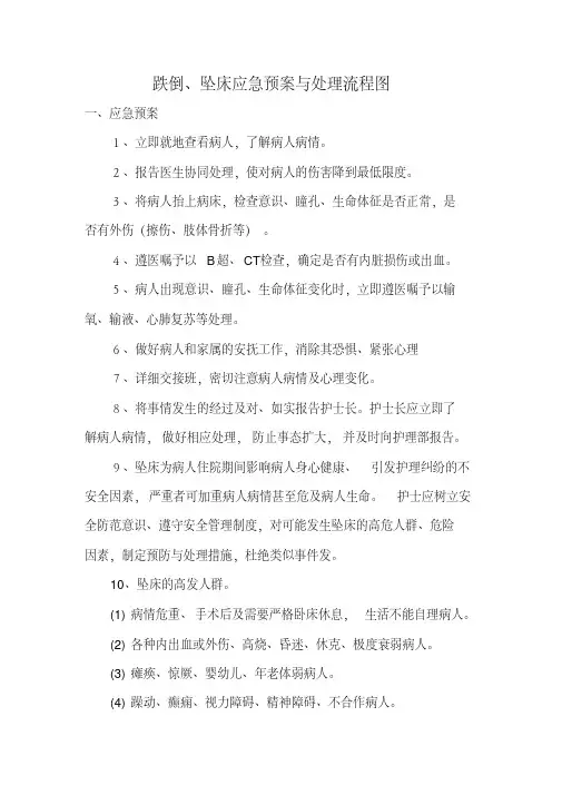 跌倒、坠床应急预案与处理流程图