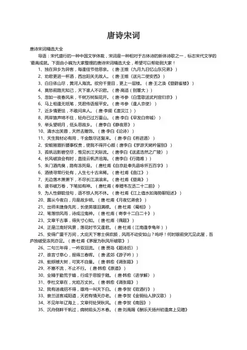 唐诗宋词精选大全
