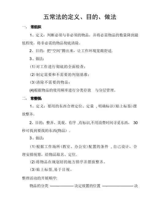 幼儿园“五常法”管理
