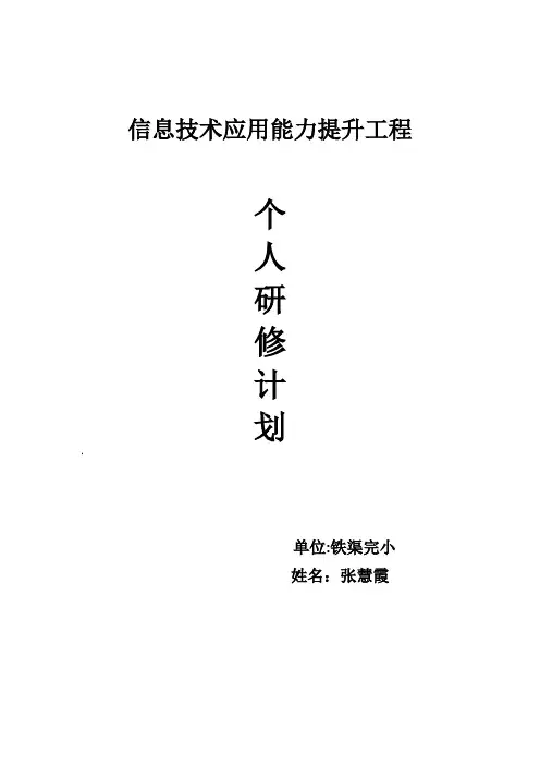 教师信息技术应用能力提升----个人研修计划