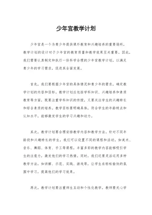 少年宫教学计划
