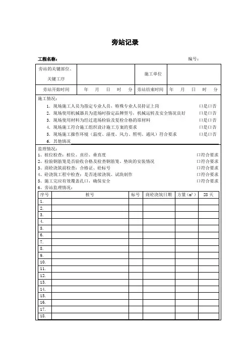支护桩旁站记录