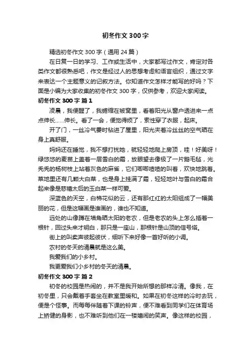 精选初冬作文300字（通用24篇）