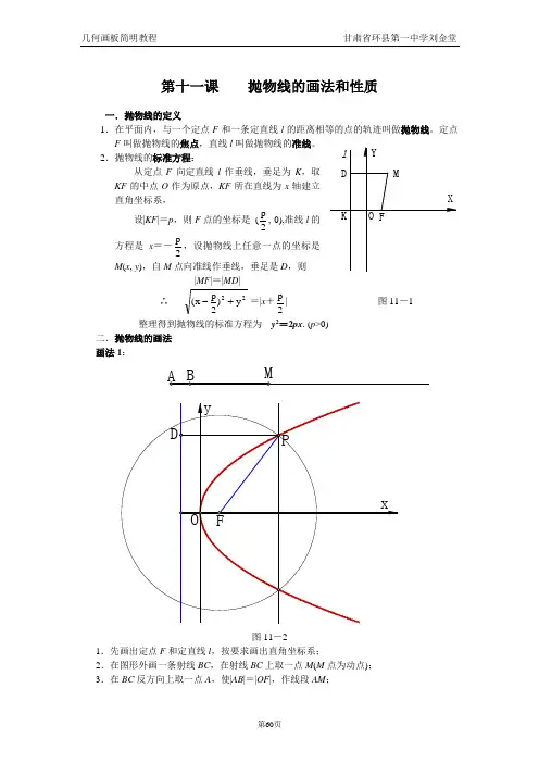 第11课  抛物线的画法和性质