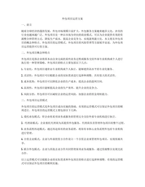 外包项目运营方案