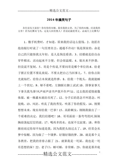 2014年搞笑句子