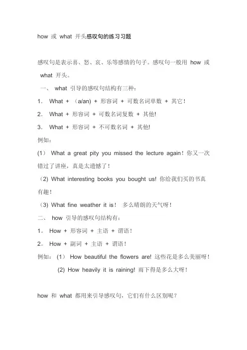 HOW和WHAT感叹句的练习习题