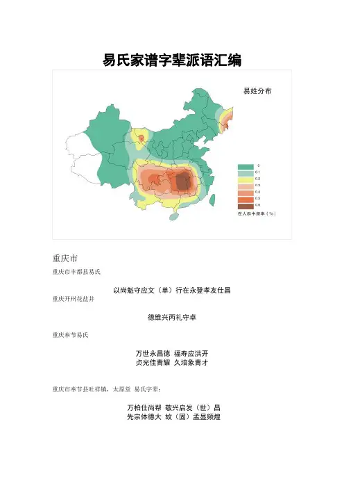 全国各省易氏辈分收集