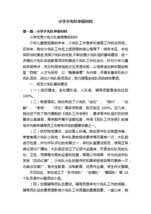 小学少先队申报材料