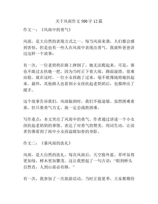 关于风雨作文500字12篇