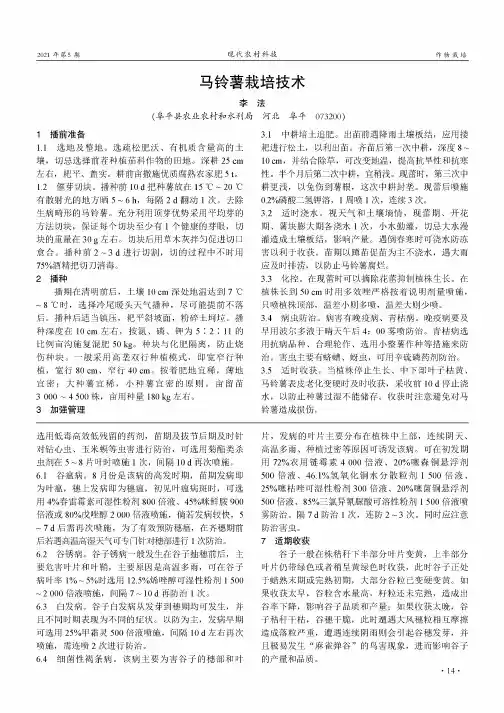 马铃薯栽培技术