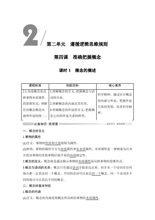高中政治选修3 同步讲义 课时1 概念的概述