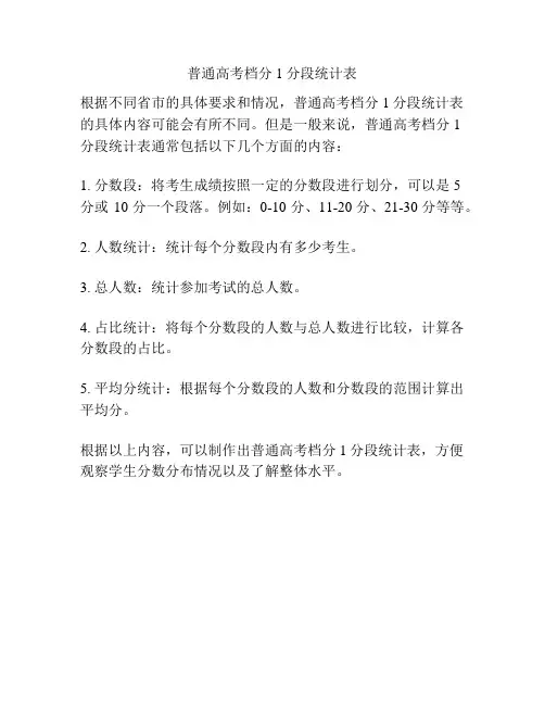 普通高考档分1分段统计表