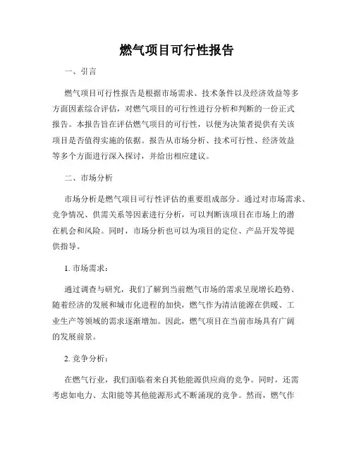 燃气项目可行性报告