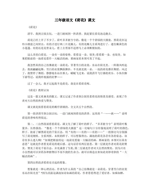 三年级语文《荷花》课文