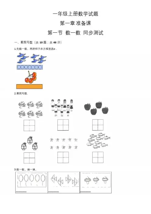 一年级上册数学试题 第一章  第一节 数一数 同步测试 人教版 含答案