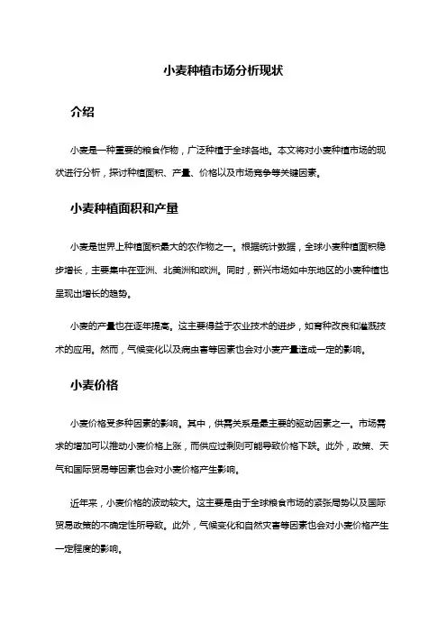 2024年小麦种植市场分析现状