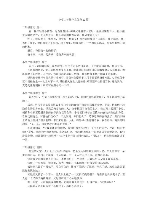 小学二年级作文优秀10篇