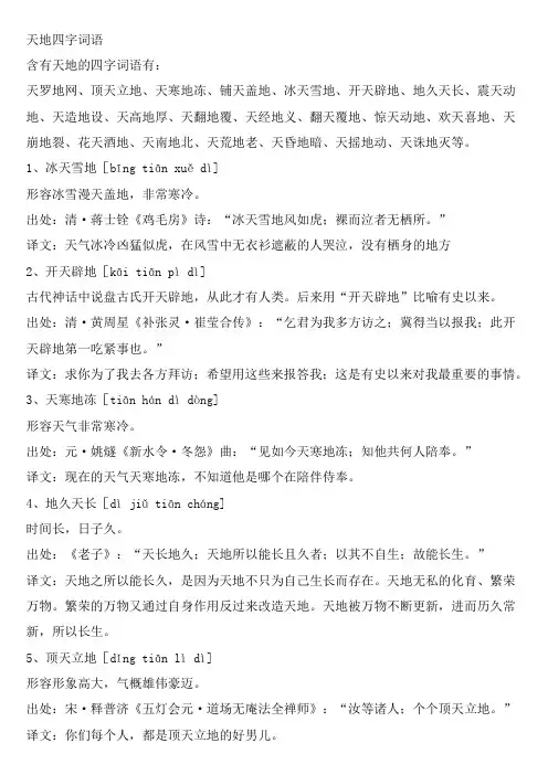 天地四字词语