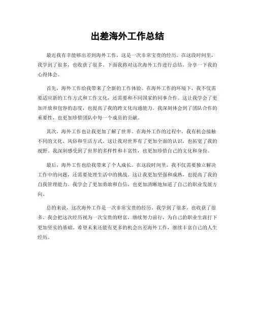 出差海外工作总结