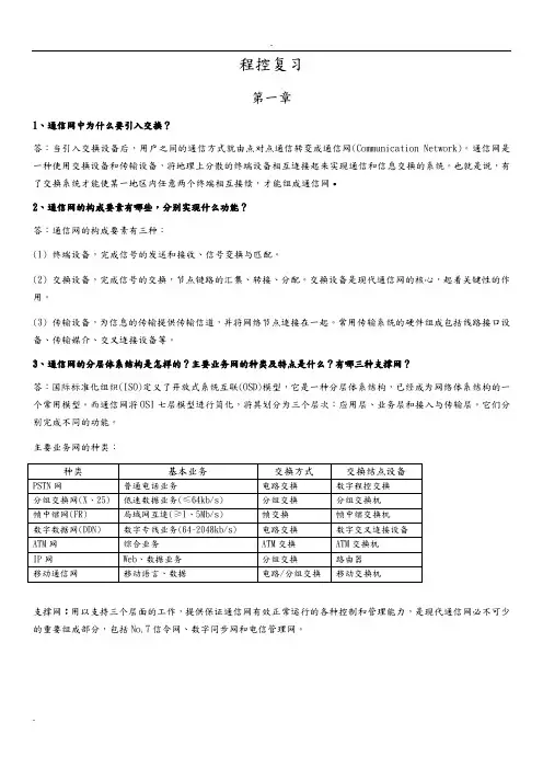 现代交换原理与技术课后习题(部分)