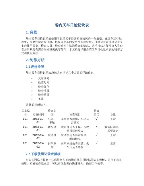 场内叉车日检记录表