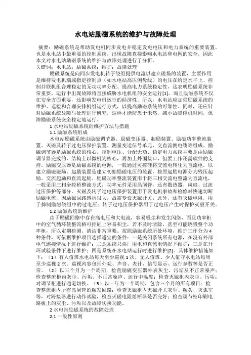 水电站励磁系统的维护与故障处理
