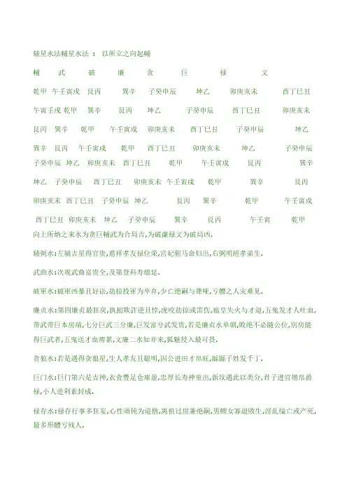 附张九仪辅星水法歌