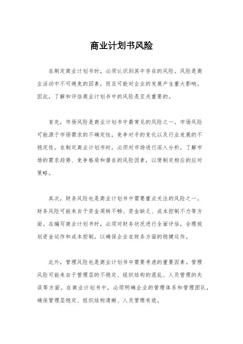 商业计划书风险