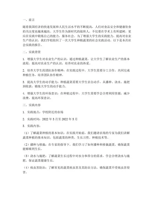 大学生种植蔬菜社会实践