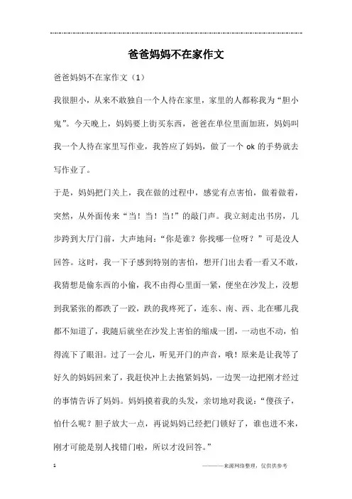 爸爸妈妈不在家作文 3