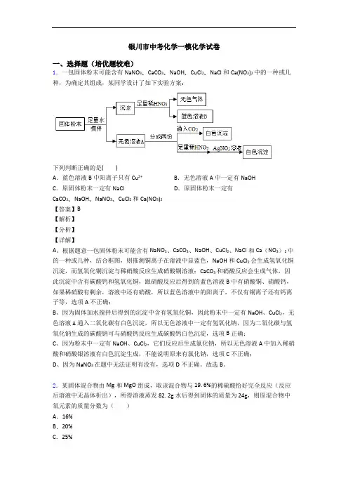 银川市中考化学一模化学试卷