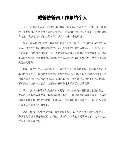 城管协管员工作总结个人
