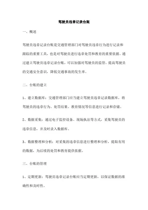 驾驶员违章记录台账
