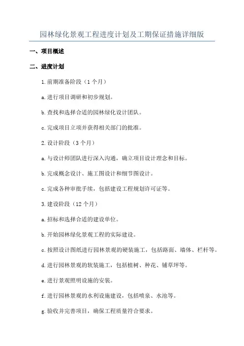 园林绿化景观工程进度计划及工期保证措施详细版