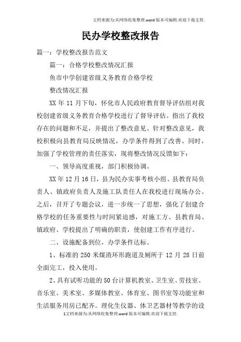 民办学校整改报告