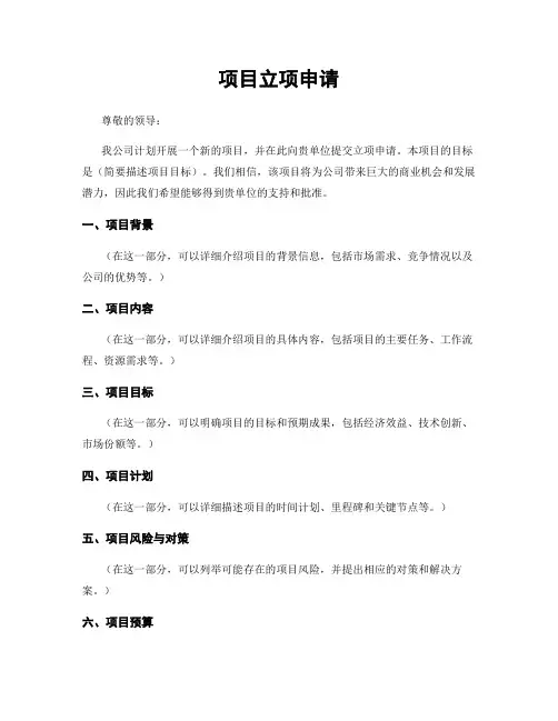 项目立项申请