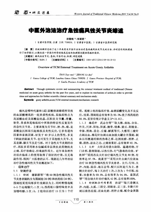 中医外治法治疗急性痛风性关节炎综述