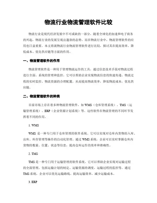 物流行业物流管理软件比较