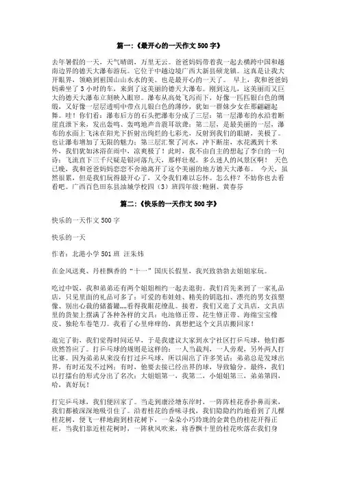 最开心的一天作文500字